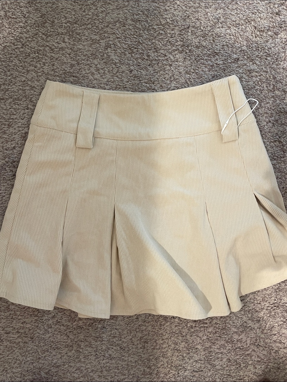 Cream Corduroy Pleated Mini Skort medium new